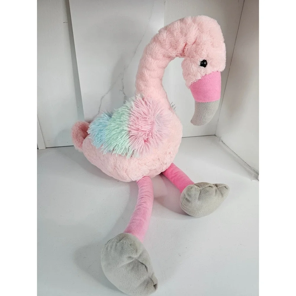Hug Fun International Pink Flamingo Plush Rainbow Shaggy Wings 2018 Toy 24 inch